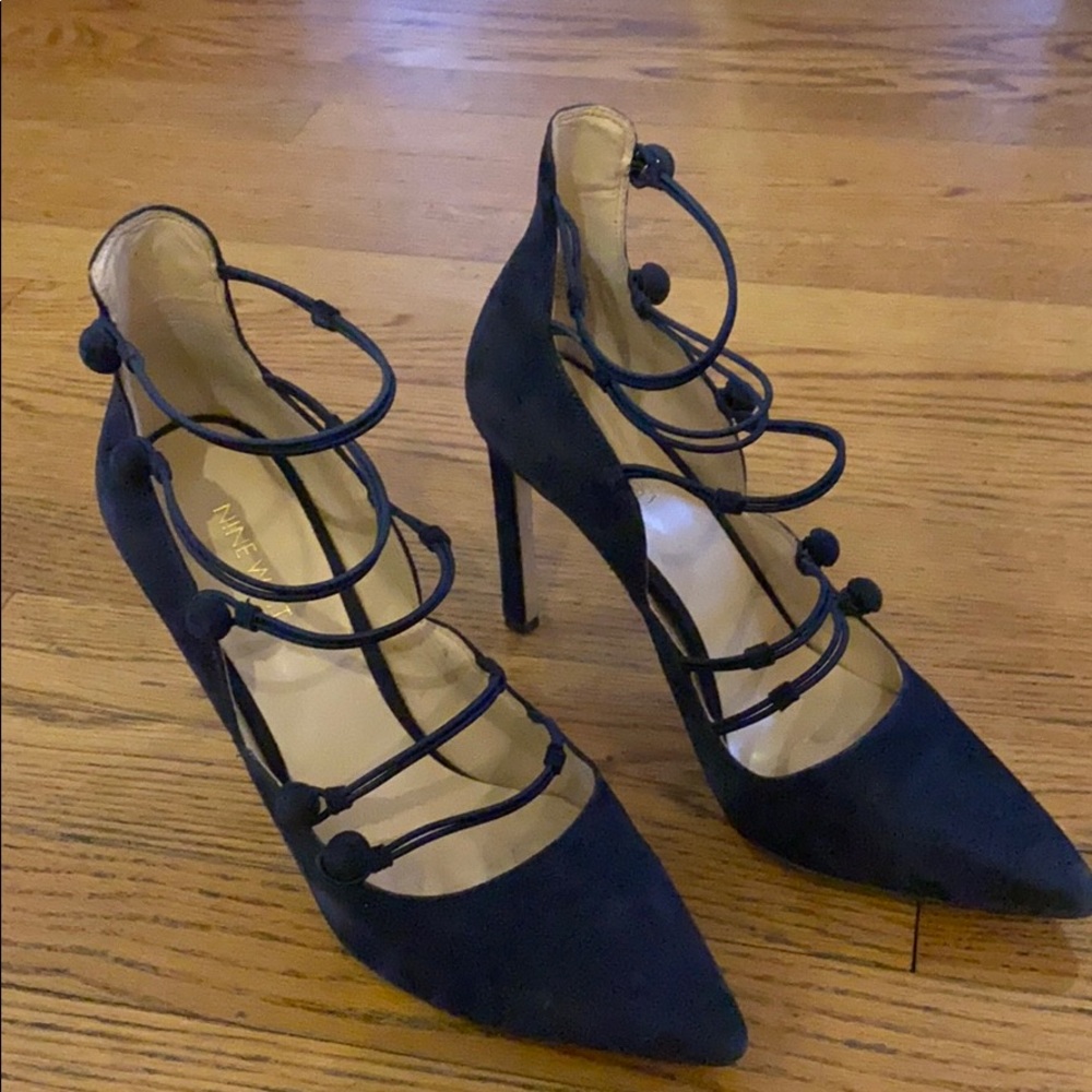 Navy Suede Nine West High Heels